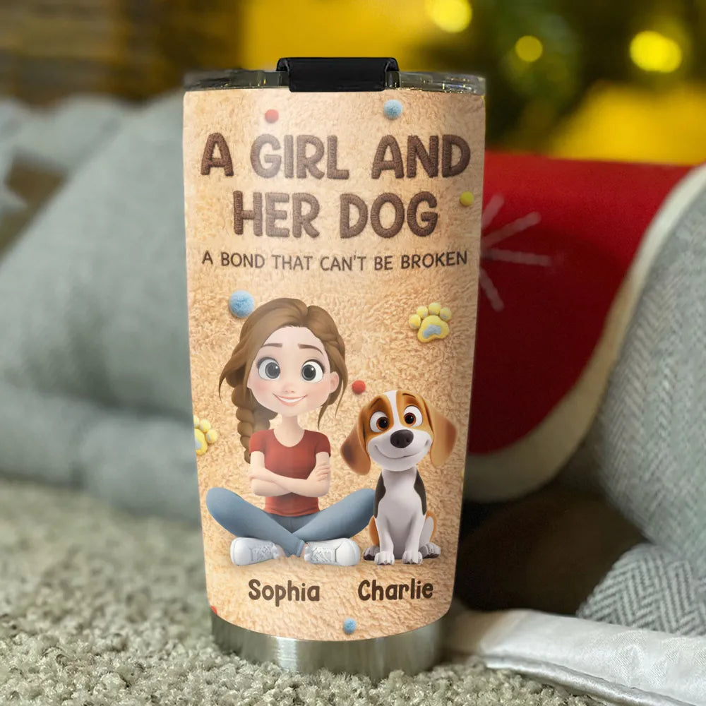 Stuffy Girl And Her Lovely Dogs - Personalized Custom 3D Effect Tumbler