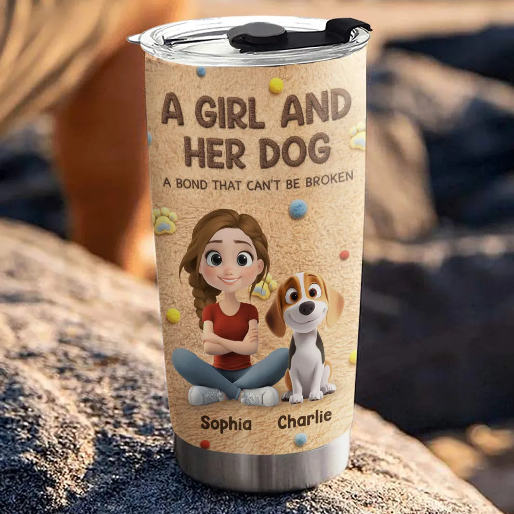 Stuffy Girl And Her Lovely Dogs - Personalized Custom 3D Effect Tumbler
