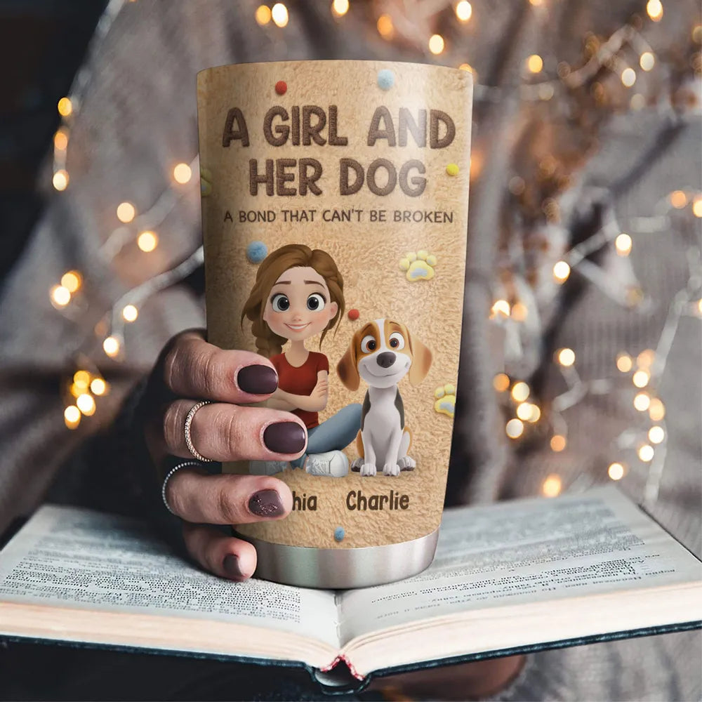 Stuffy Girl And Her Lovely Dogs - Personalized Custom 3D Effect Tumbler