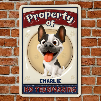 No Trespassing Ver Caricature Dog - Personalized Custom 3D Inflated Effect Metal Sign