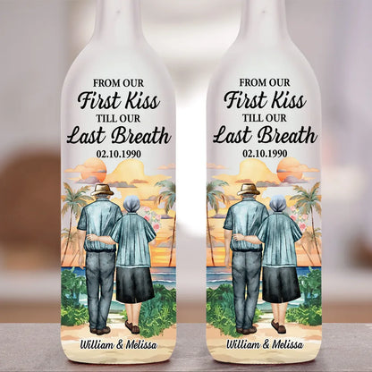 From Our First Kiss - Personalized Custom Bottle Lamp, Anniversary Gift for Couple