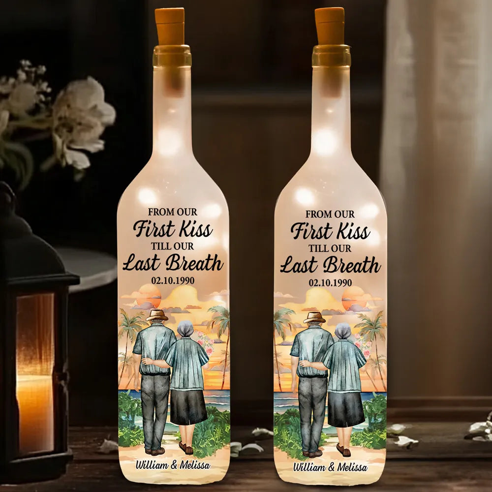 From Our First Kiss - Personalized Custom Bottle Lamp, Anniversary Gift for Couple