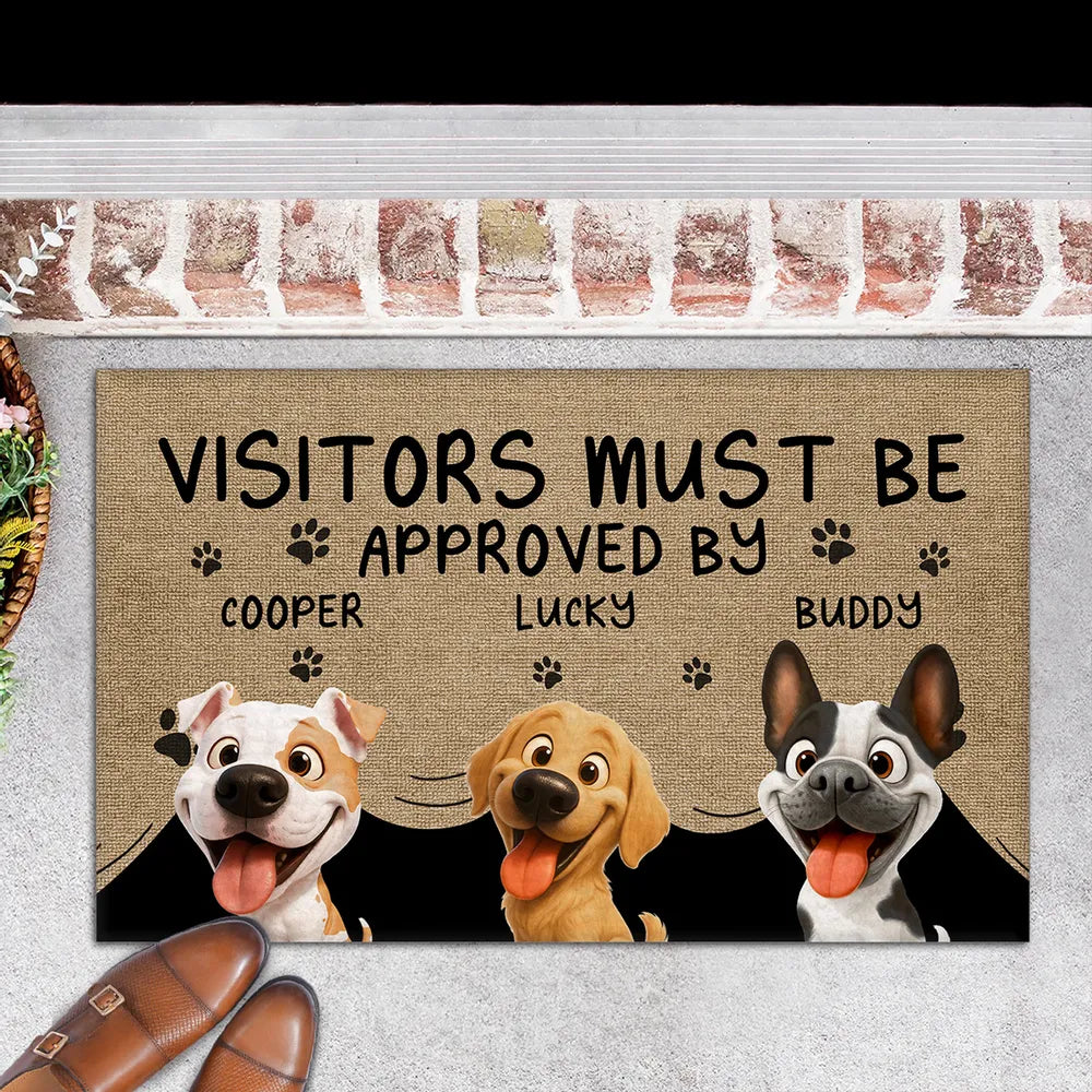 Approved By Dog & Cat Cartoon Version 2 - Personalized Custom Doormat for Pet Lover