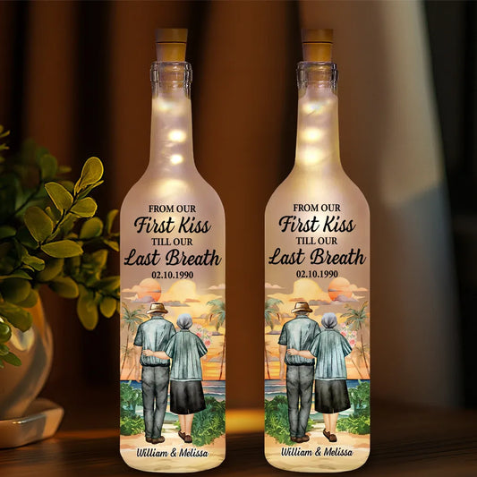 From Our First Kiss - Personalized Custom Bottle Lamp, Anniversary Gift for Couple