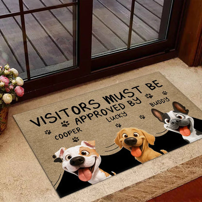 Approved By Dog & Cat Cartoon Version 2 - Personalized Custom Doormat for Pet Lover