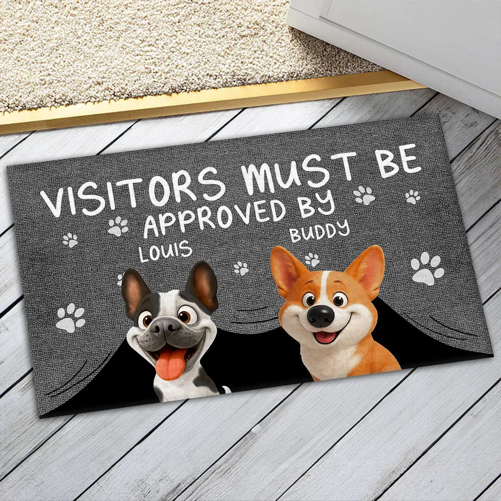Approved By Dog & Cat Cartoon Version 2 - Personalized Custom Doormat for Pet Lover