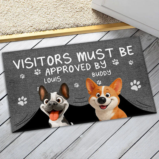 Approved By Dog & Cat Cartoon Version 2 - Personalized Custom Doormat for Pet Lover