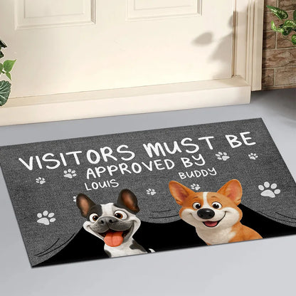 Approved By Dog & Cat Cartoon Version 2 - Personalized Custom Doormat for Pet Lover
