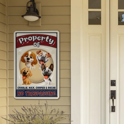 No Trespassing Ver Caricature Dog - Personalized Custom 3D Inflated Effect Metal Sign