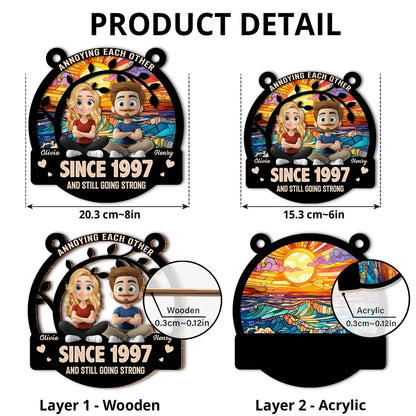 Love You Forever - Personalized Window Hanging Suncatcher Ornament, Valentine Anniversary Gift for Husband & Wife