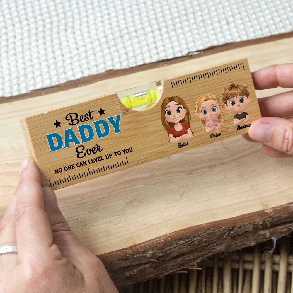 No One Measures Up To You - Personalized Custom Wooden Spirit Level Bottle Opener, Gift for Dad, Grandpa, Husband