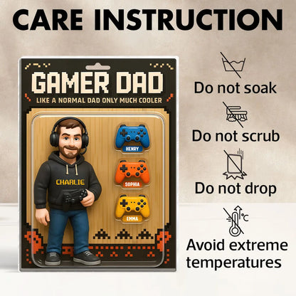 Gamer Dad 3D Effect Acrylic Plaque, Personalized Cooler Dad Block Plaque - Father's Day Birthday Gift For Husband Dad Grandpa