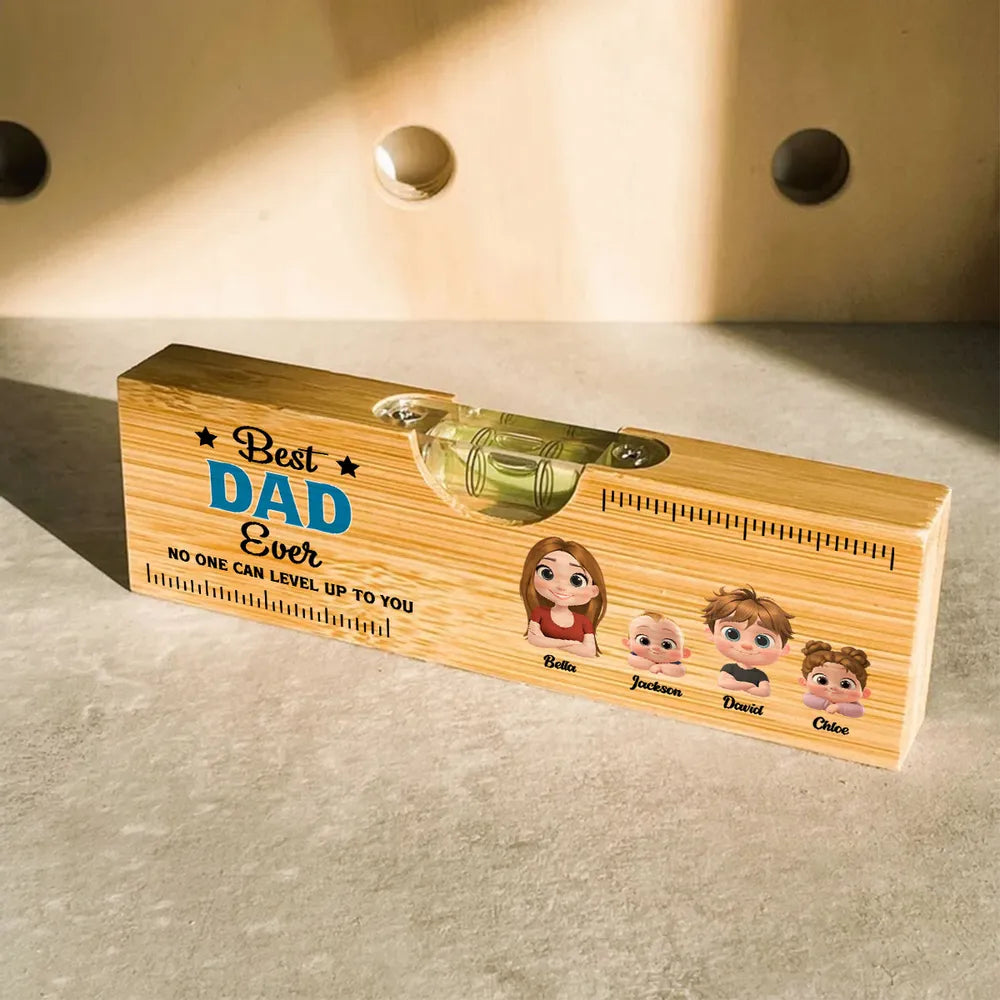No One Measures Up To You - Personalized Custom Wooden Spirit Level Bottle Opener, Gift for Dad, Grandpa, Husband