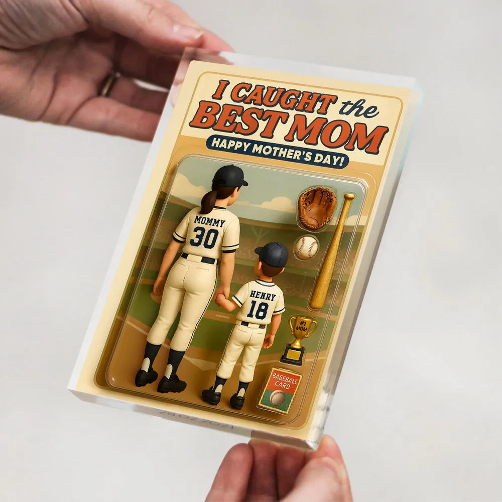 We Caught the Best Baseball Mom Personalized Acrylic Block Plaque - Gift for Mom, Gift for Grandma, Gift for Wife