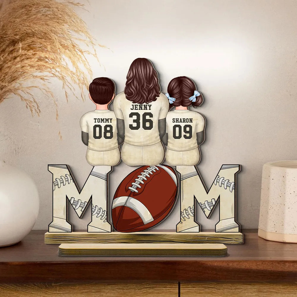 Sports Mom And Kids - Personalized 2-Layered Wooden Plaque - Gift for Mom, Gift for Grandma, Gift for Wife