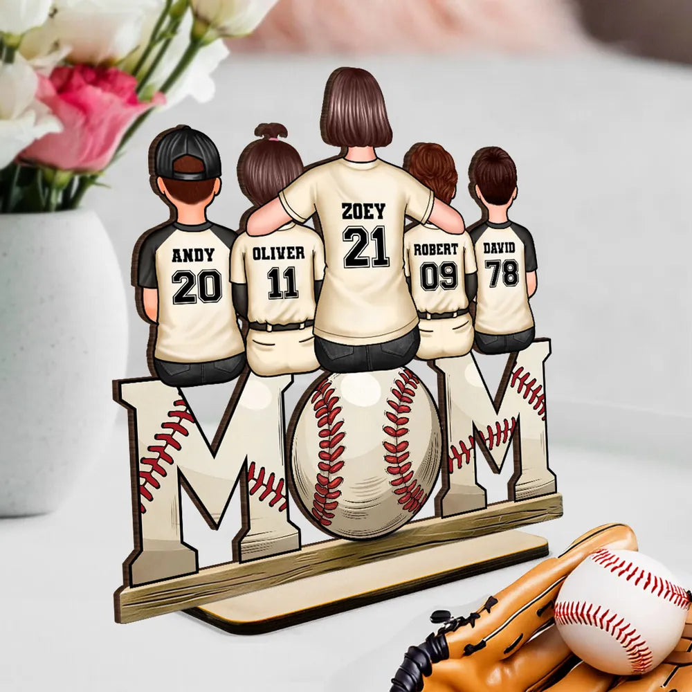 Sports Mom And Kids - Personalized 2-Layered Wooden Plaque - Gift for Mom, Gift for Grandma, Gift for Wife
