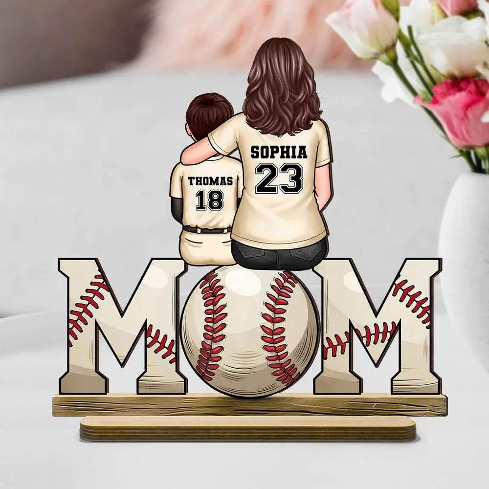 Sports Mom And Kids - Personalized 2-Layered Wooden Plaque - Gift for Mom, Gift for Grandma, Gift for Wife
