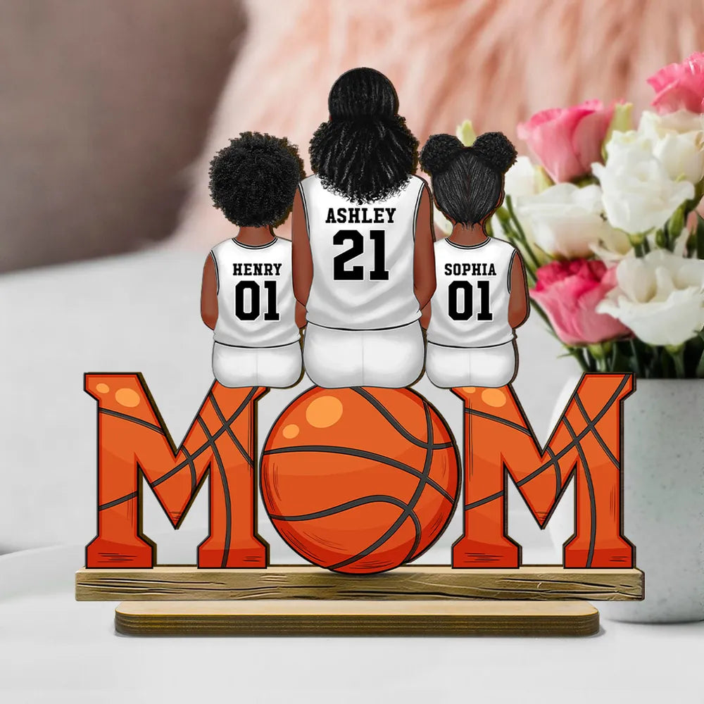 Sports Mom And Kids - Personalized 2-Layered Wooden Plaque - Gift for Mom, Gift for Grandma, Gift for Wife
