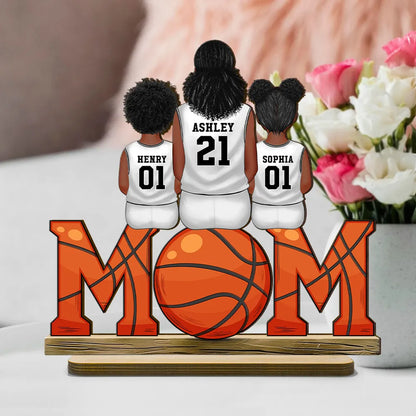Sports Mom And Kids - Personalized 2-Layered Wooden Plaque - Gift for Mom, Gift for Grandma, Gift for Wife