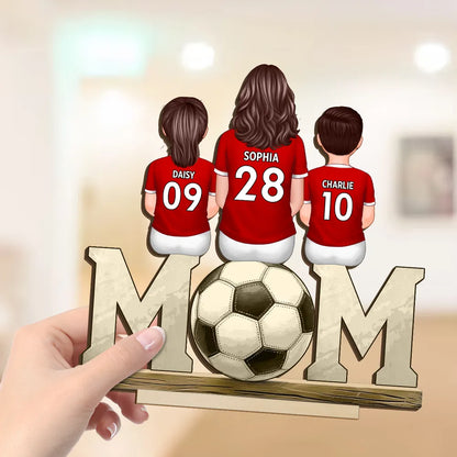 Sports Mom And Kids - Personalized 2-Layered Wooden Plaque - Gift for Mom, Gift for Grandma, Gift for Wife