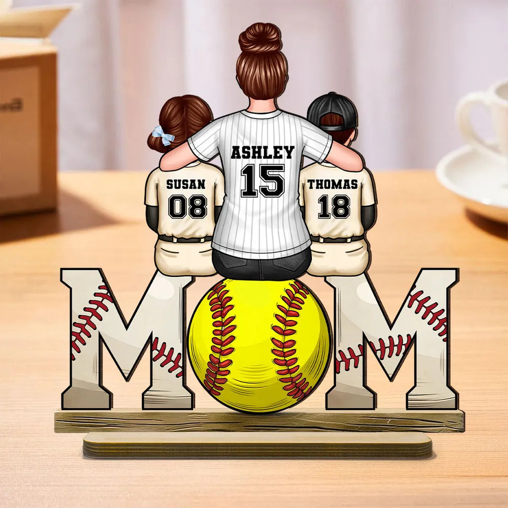Sports Mom And Kids - Personalized 2-Layered Wooden Plaque - Gift for Mom, Gift for Grandma, Gift for Wife