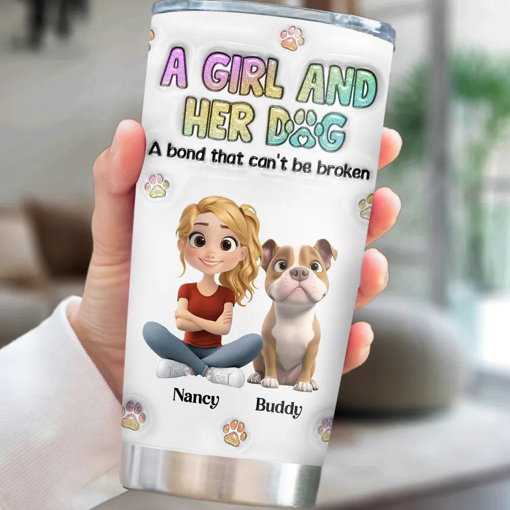 Dog Mom Lovely Chibi - Personalized Custom 3D Inflated Effect 20oz Tumbler, Gift for Dog Lover