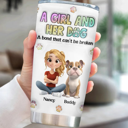 Dog Mom Lovely Chibi - Personalized Custom 3D Inflated Effect 20oz Tumbler, Gift for Dog Lover