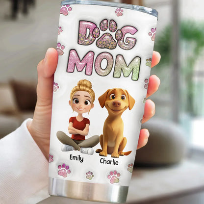 Dog Mom Lovely Chibi - Personalized Custom 3D Inflated Effect 20oz Tumbler, Gift for Dog Lover