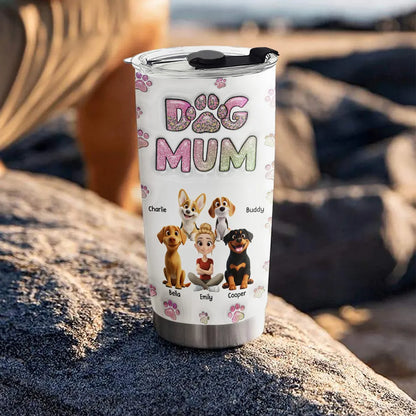 Dog Mom Lovely Chibi - Personalized Custom 3D Inflated Effect 20oz Tumbler, Gift for Dog Lover