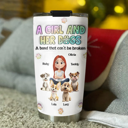 Dog Mom Lovely Chibi - Personalized Custom 3D Inflated Effect 20oz Tumbler, Gift for Dog Lover