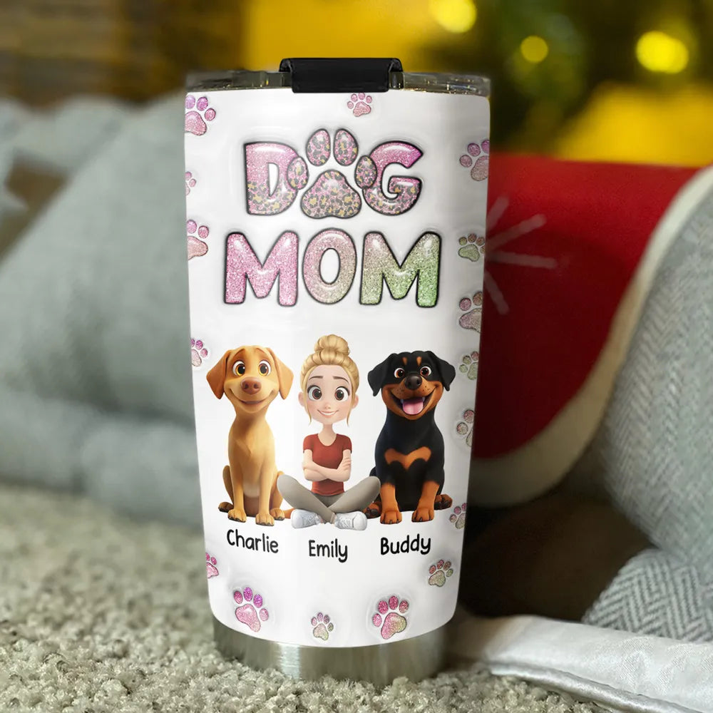 Dog Mom Lovely Chibi - Personalized Custom 3D Inflated Effect 20oz Tumbler, Gift for Dog Lover