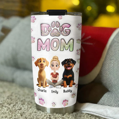 Dog Mom Lovely Chibi - Personalized Custom 3D Inflated Effect 20oz Tumbler, Gift for Dog Lover