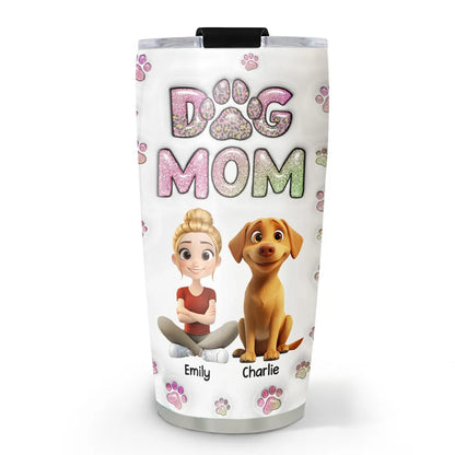 Dog Mom Lovely Chibi - Personalized Custom 3D Inflated Effect 20oz Tumbler, Gift for Dog Lover