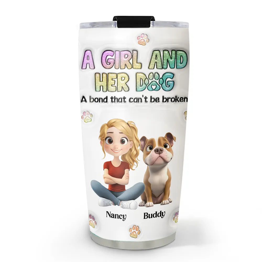 Dog Mom Lovely Chibi - Personalized Custom 3D Inflated Effect 20oz Tumbler, Gift for Dog Lover