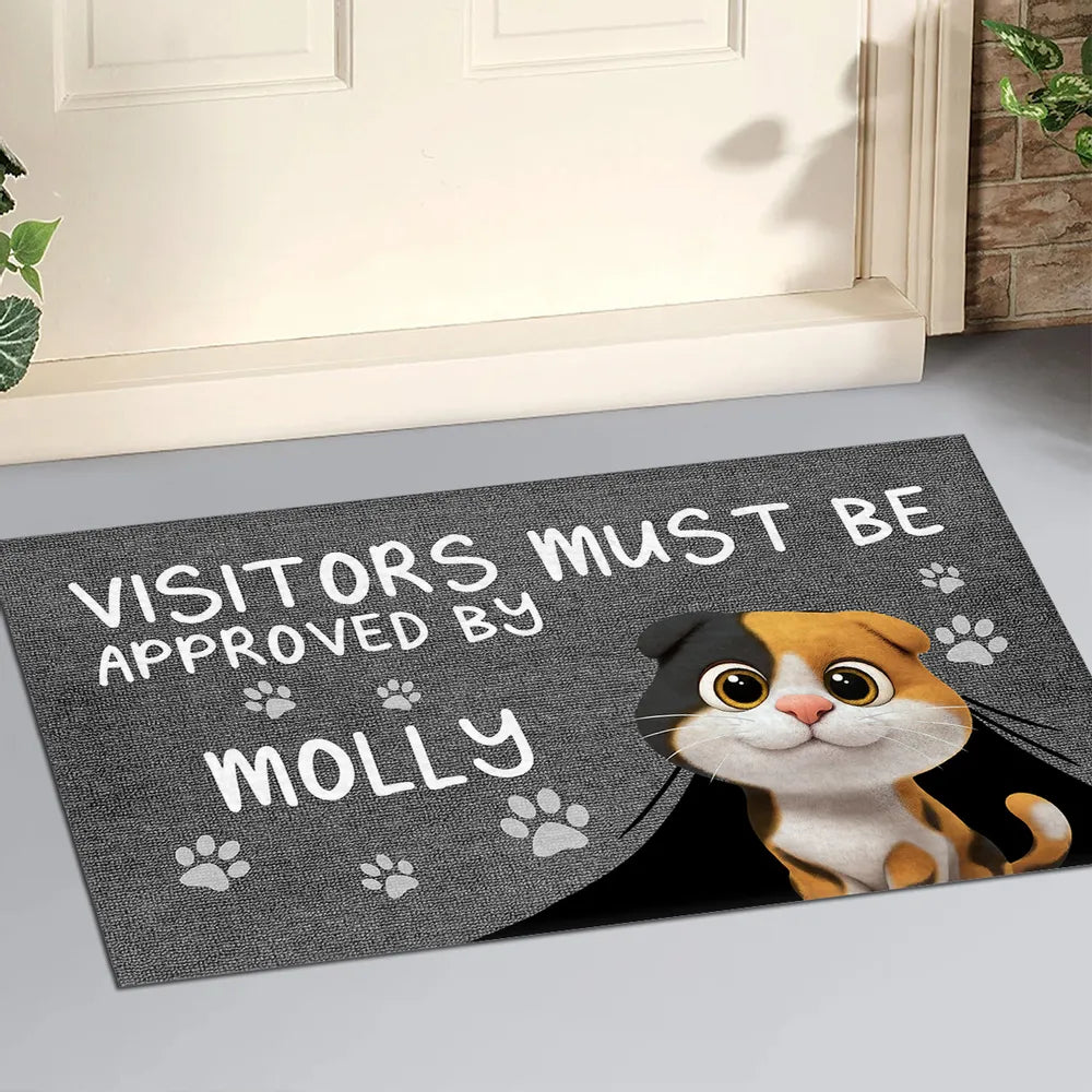 Approved By Dog & Cat Cartoon Version 2 - Personalized Custom Doormat for Pet Lover
