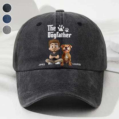 Cool Dog Father & Dog Mother - Personalized Custom Vintage Washed Denim Cap, Gift for Dog Mom, Dog Dad