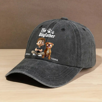 Cool Dog Father & Dog Mother - Personalized Custom Vintage Washed Denim Cap, Gift for Dog Mom, Dog Dad
