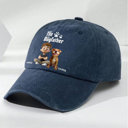 Cool Dog Father & Dog Mother - Personalized Custom Vintage Washed Denim Cap, Gift for Dog Mom, Dog Dad