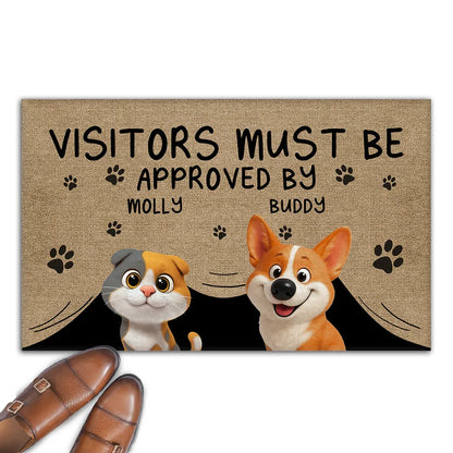 Approved By Dog & Cat Cartoon Version 2 - Personalized Custom Doormat for Pet Lover
