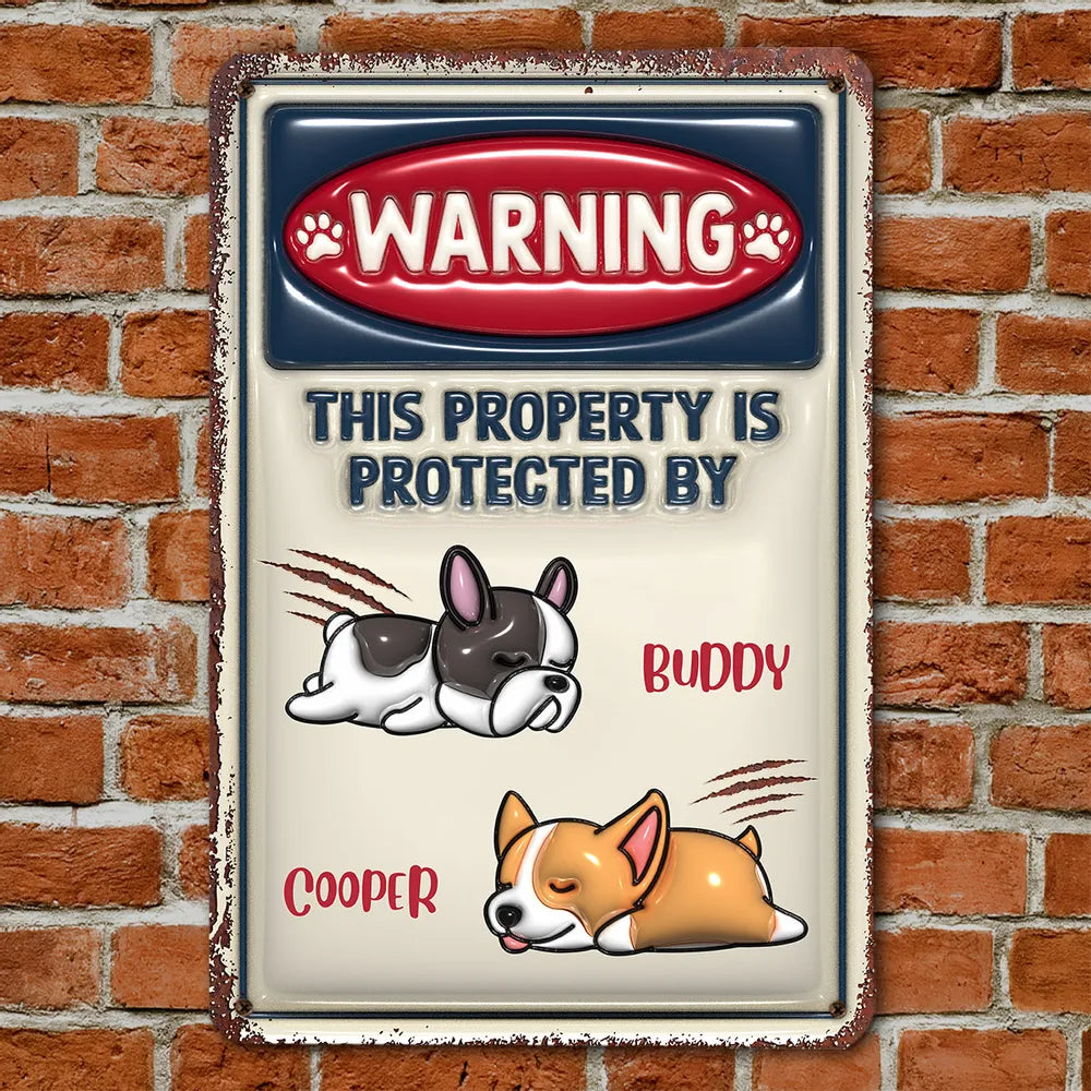 Property Is Protected By - Personalized Custom 3D Inflated Effect Metal Sign