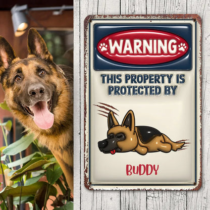 Property Is Protected By - Personalized Custom 3D Inflated Effect Metal Sign