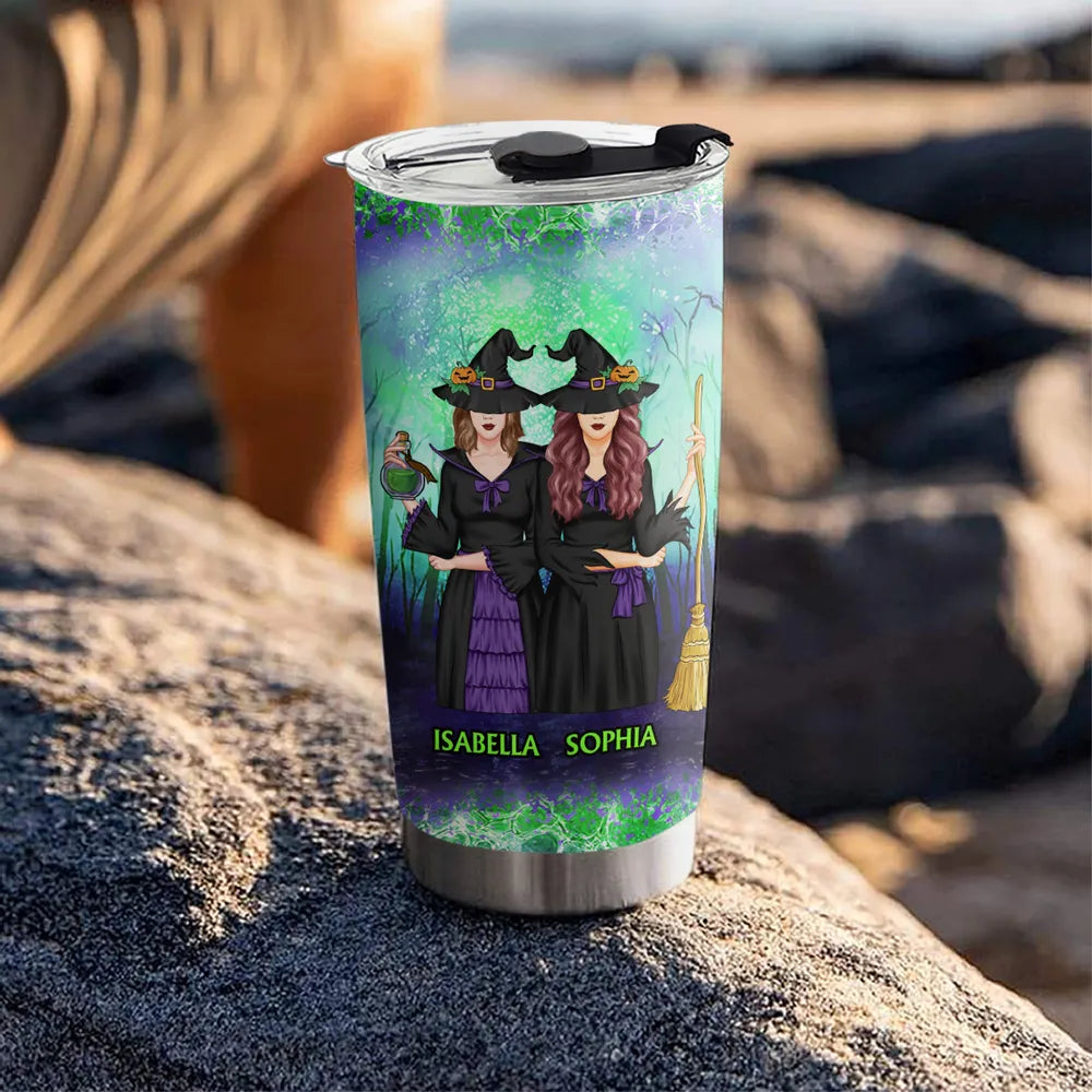 Besties Witch Personalized Tumbler - Custom Halloween Gift