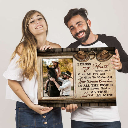 Cowboy Hat Personalized Canvas Gifts For Couple Love Horse Wall Art Decor