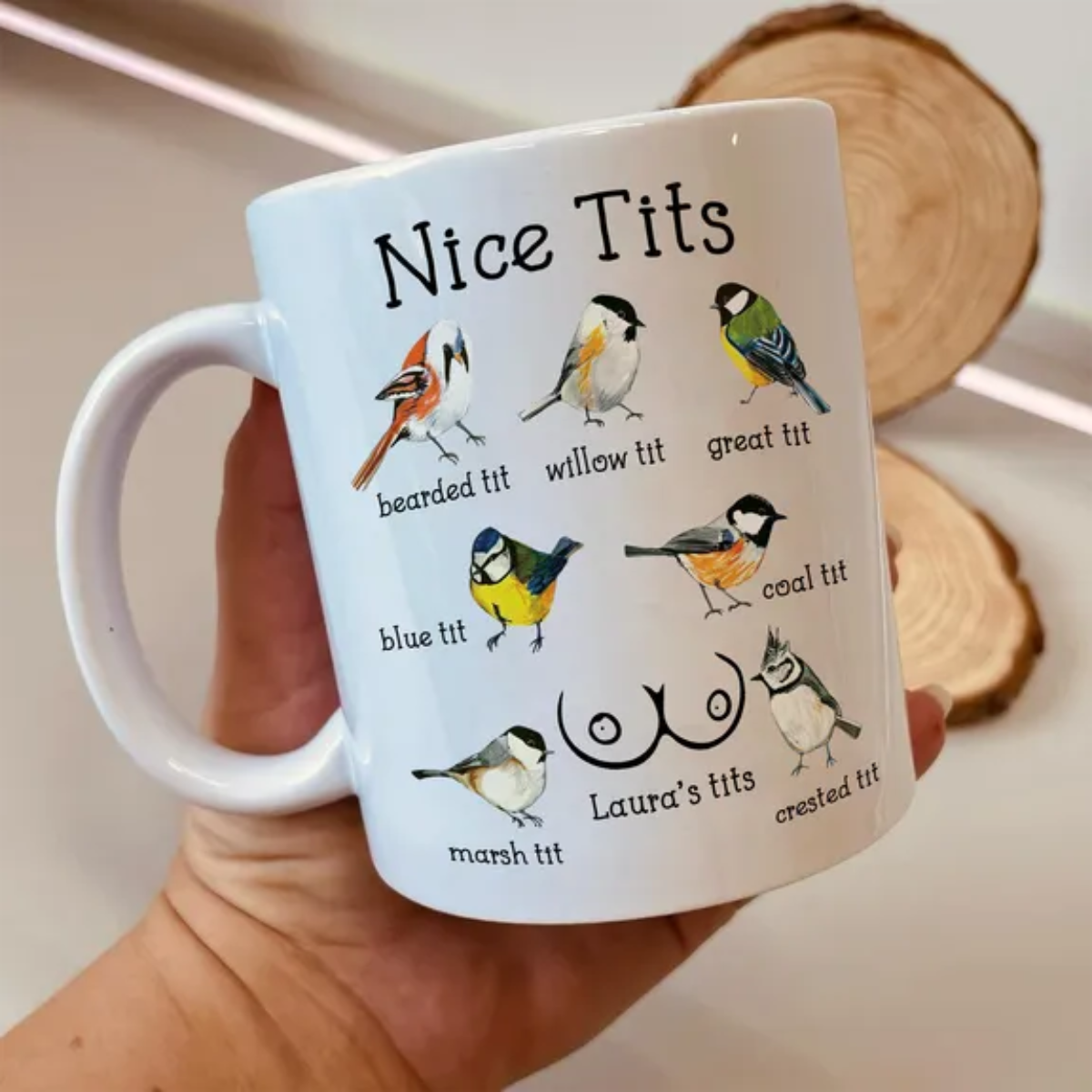 Personalized Set - Funny Ceramic Mug - Nice Tits - Funny Bulk Gifts, Exchange Gift For Wife - Personalized Mug