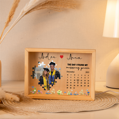 Personalized Photo Frame Light Box for Couples – Anniversary Gift with Calendar & Names, Gift for Boyfriend & Girlfriend