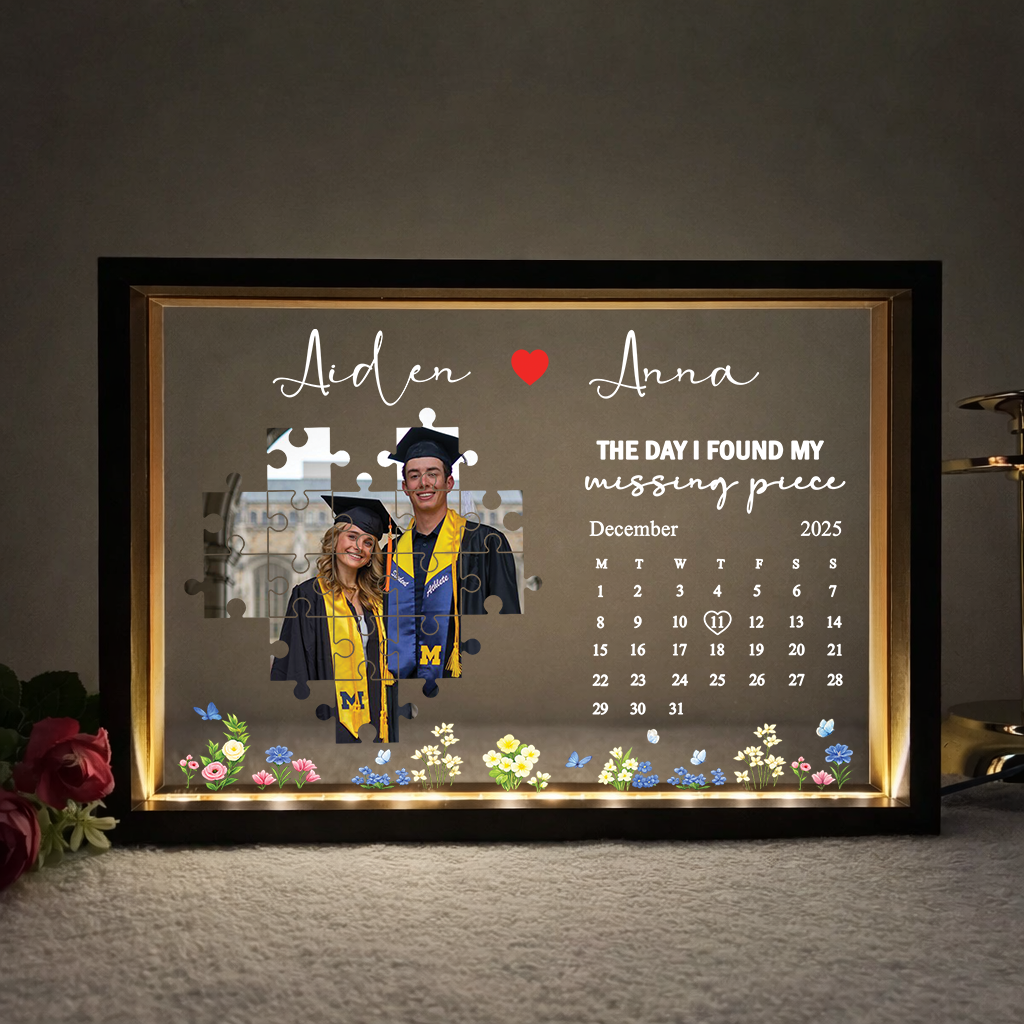 Personalized Photo Frame Light Box for Couples – Anniversary Gift with Calendar & Names, Gift for Boyfriend & Girlfriend