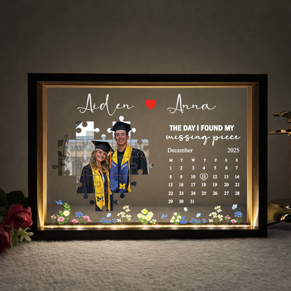 Personalized Photo Frame Light Box for Couples – Anniversary Gift with Calendar & Names, Gift for Boyfriend & Girlfriend