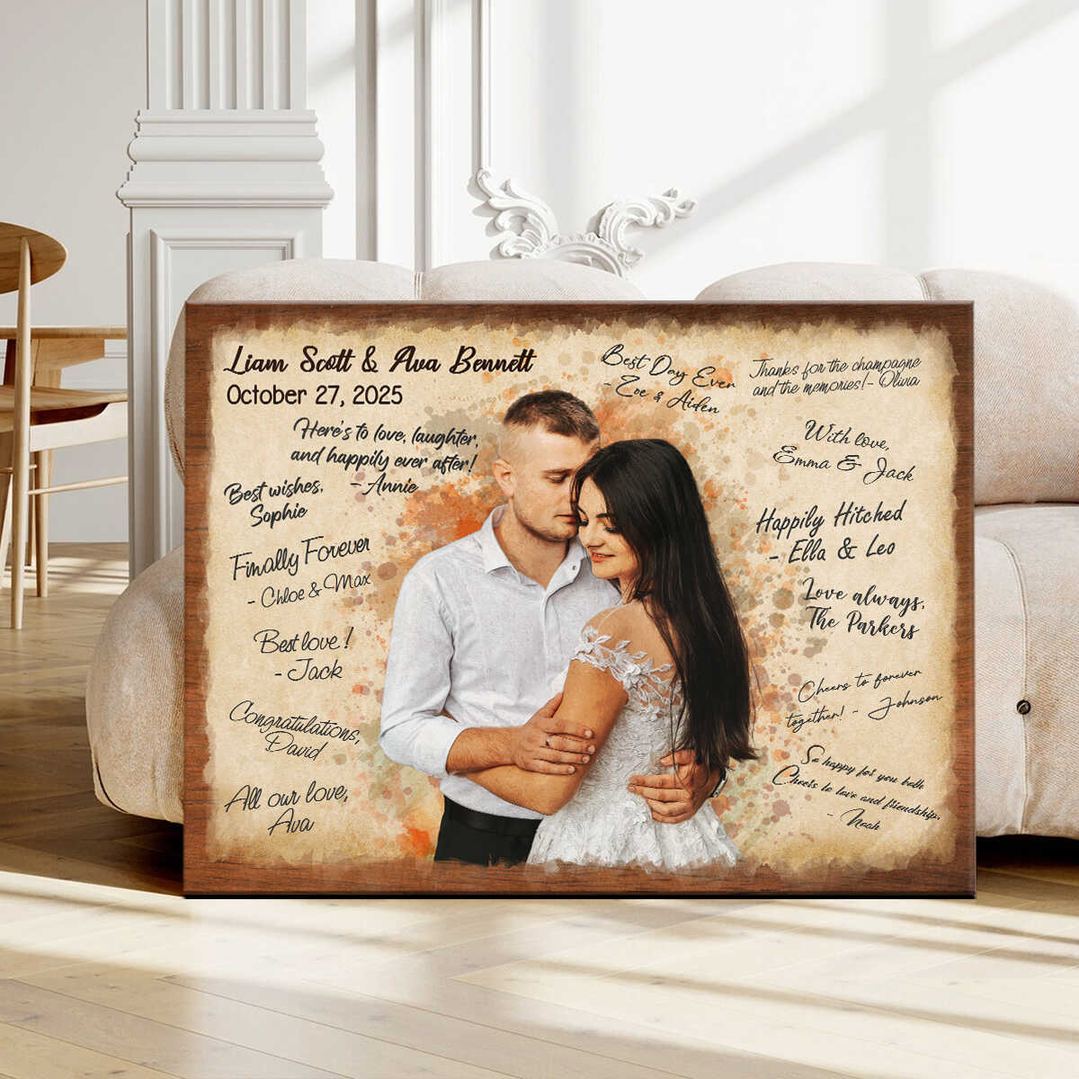 Wedding Guest Book Photo Canvas, Wedding Unique Guest Book, Personalized Wedding Sign, Guests Sign For Bride And Groom, Rustic Wedding Decor, Couple Gift