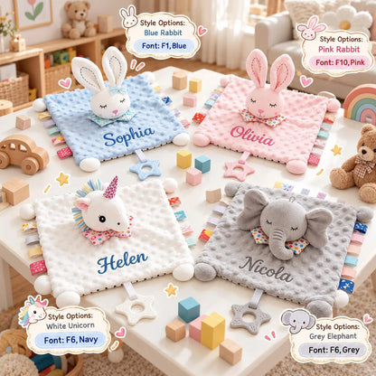 Personalized Baby Animal Comforter with Name