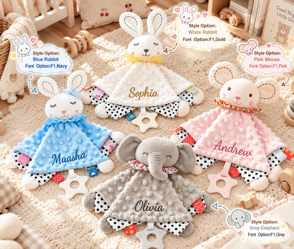 Personalized Baby Animal Comforter with Name